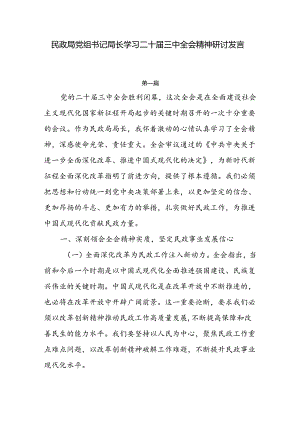 民政局党组书记局长学习二十届三中全会精神研讨发言3篇.docx