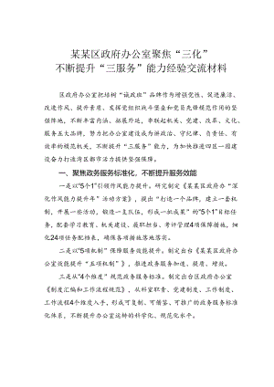 某某区政府办公室聚焦“三化”不断提升“三服务”能力经验交流材料.docx
