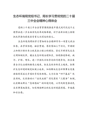 生态环境局党组书记、局长学习贯彻党的二十届三中全会精神心得体会.docx