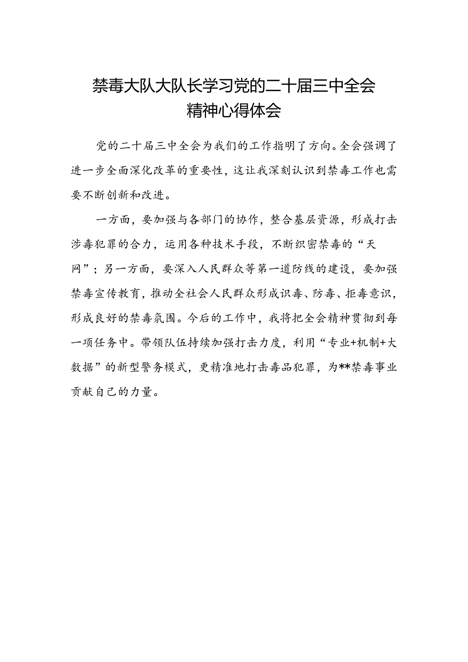 禁毒大队大队长学习党的二十届三中全会精神心得体会.docx_第1页