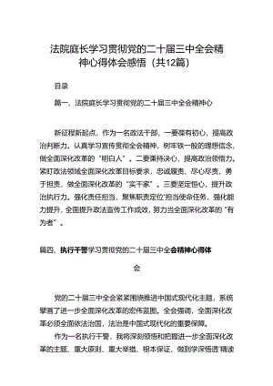 法院庭长学习贯彻党的二十届三中全会精神心得体会感悟（共12篇）.docx