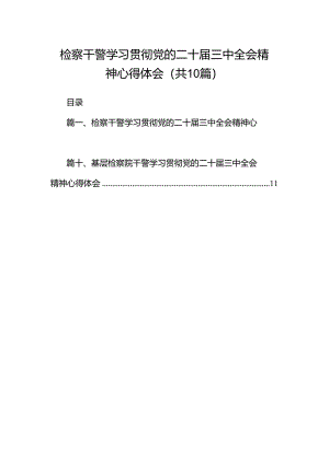 检察干警学习贯彻党的二十届三中全会精神心得体会范文10篇供参考.docx