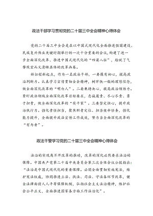 政法干部学习贯彻党的二十届三中全会精神心得体会（合计5份）.docx