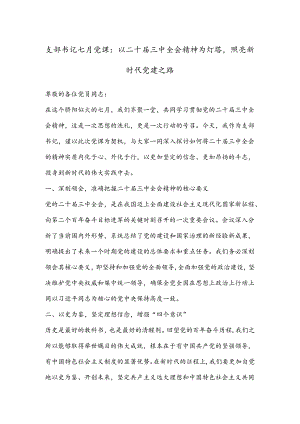 支部书记七月党课：以二十届三中全会精神为灯塔照亮新时代党建之路.docx