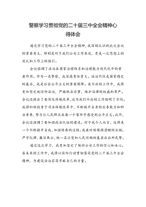 警察学习贯彻党的二十届三中全会精神心得体会范本.docx