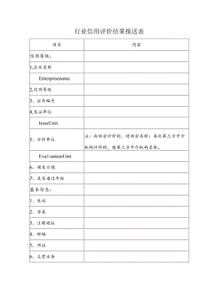 行业信用评价结果报送表.docx