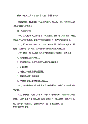 重庆公司人力资源管理工艺试验工作管理制度.docx