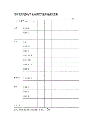 酒店饭店竞争对手设施项目及服务情况调查表.docx