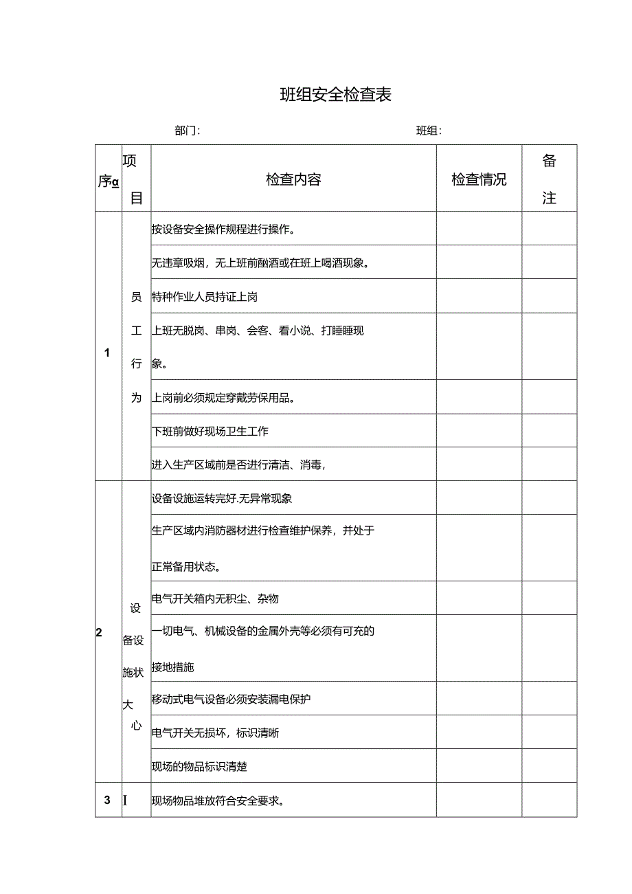 班组安全检查表.docx_第1页