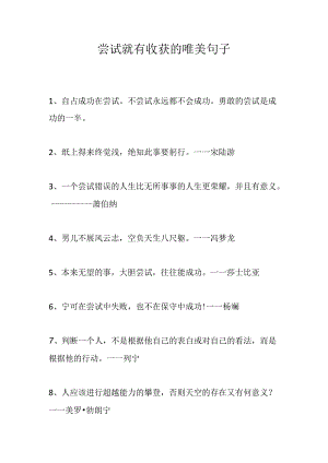 尝试就有收获的唯美句子.docx