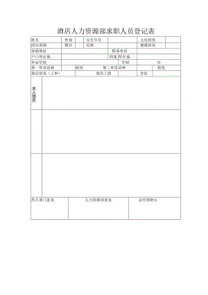 酒店人力资源部求职人员登记表.docx