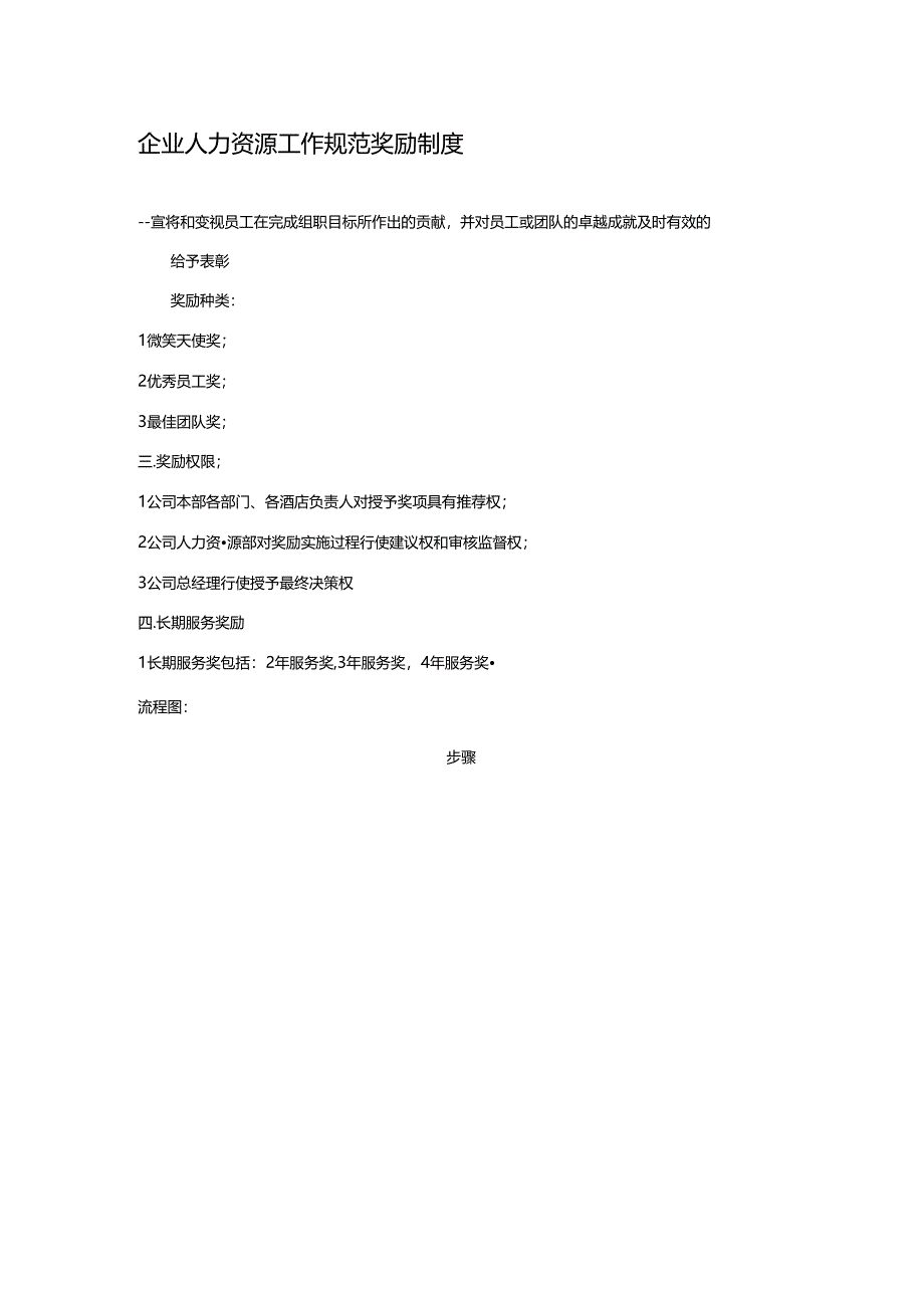 企业人力资源工作规范奖励制度.docx_第1页