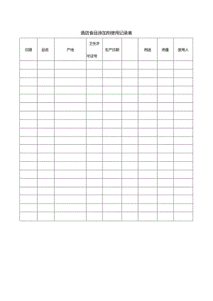酒店食品添加剂使用记录表.docx