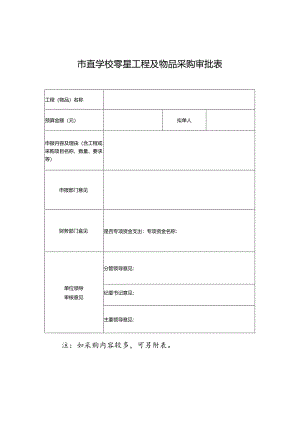市直学校零星工程及物品采购审批表.docx