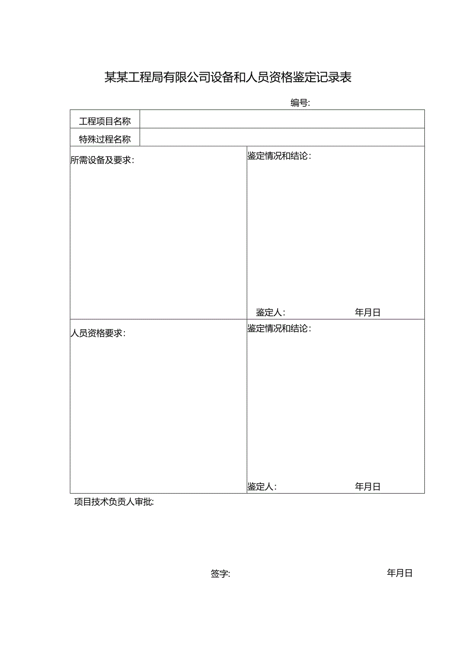 某某工程局有限公司设备和人员资格鉴定记录表.docx_第1页