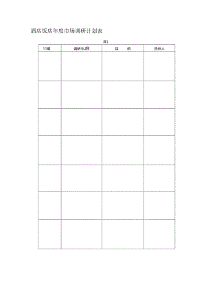 酒店饭店年度市场调研计划表.docx