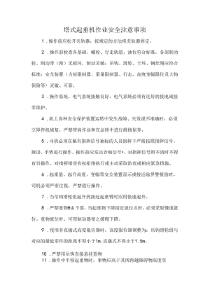 塔式起重机作业安全注意事项.docx