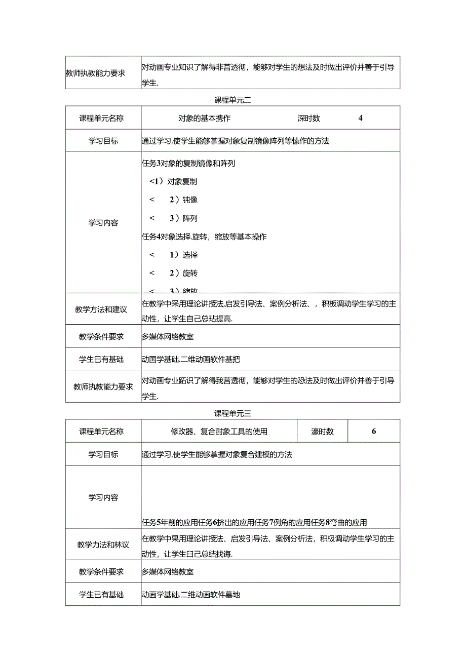 职业学院动漫制作技术专业三维动画基础核心课课程标准.docx_第3页