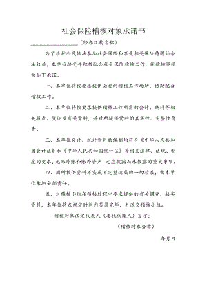 社会保险稽核对象承诺书.docx