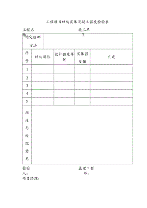 工程项目结构实体混凝土强度检验表.docx