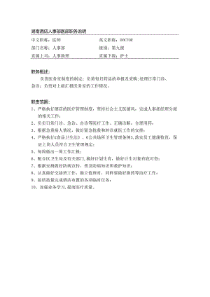 湖南酒店人事部医师职务说明.docx