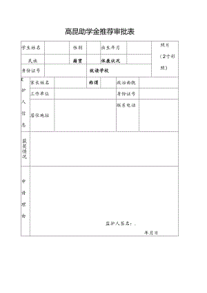 高昆助学金推荐审批表.docx