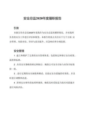 安全总监2020年度履职报告.docx