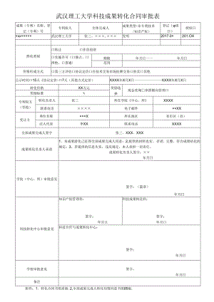武汉理工大学专利技术转让审批表.docx