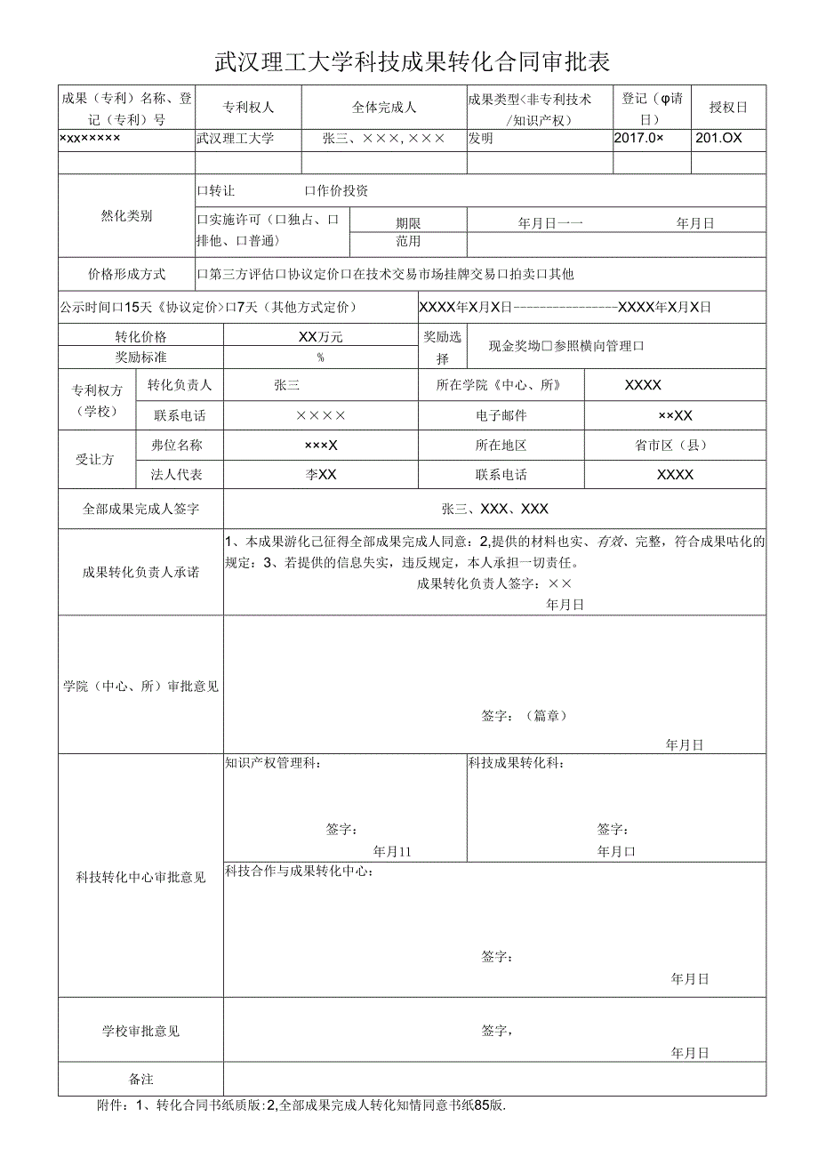 武汉理工大学专利技术转让审批表.docx_第1页