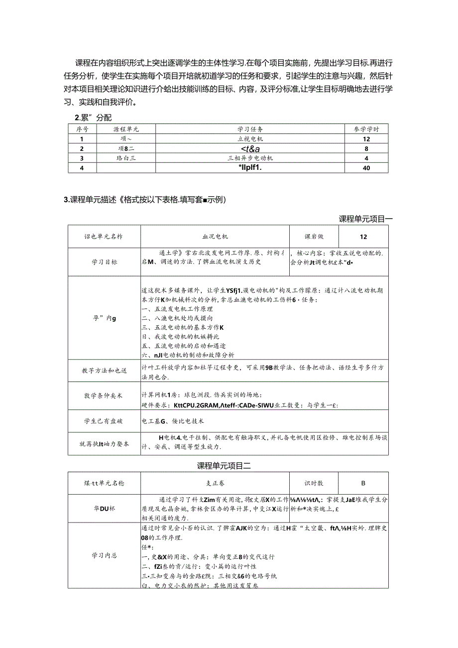 职业学院电气自动化技术专业电机及电气控制技术核心课课程标准.docx_第2页