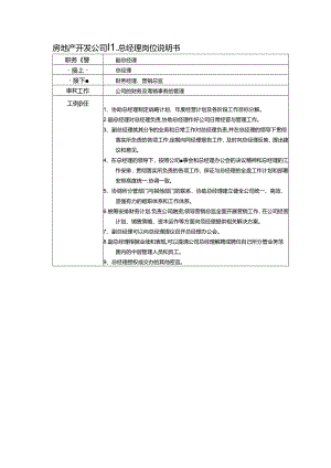 房地产开发公司副总经理岗位说明书.docx