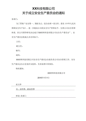 XX公司成立安全生产委员会的文件.docx