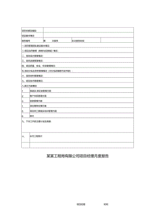 某某工程局有限公司项目经理月度报告.docx