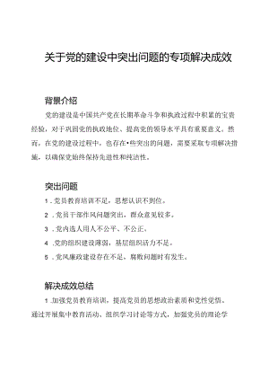 关于党的建设中突出问题的专项解决成效总结.docx