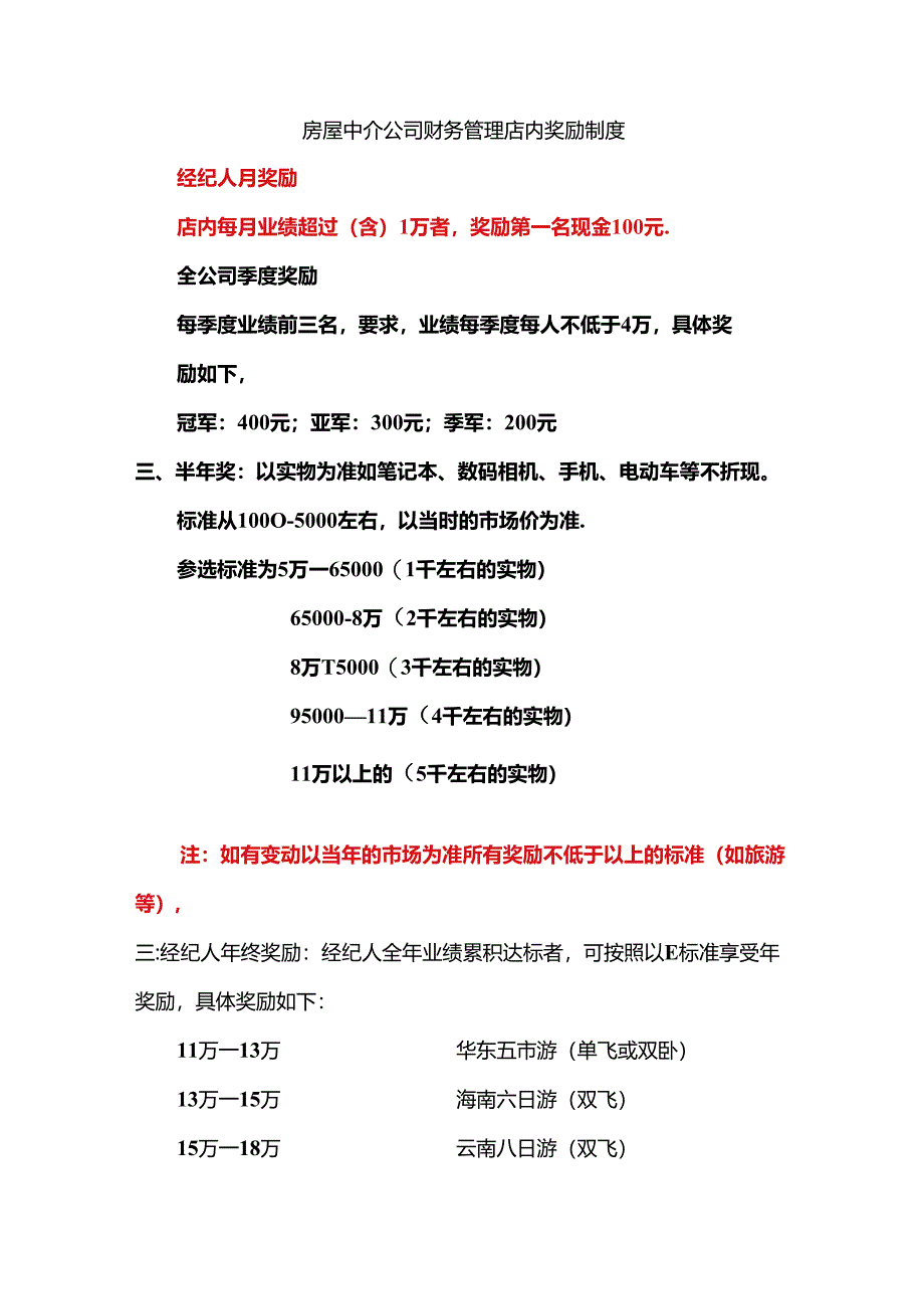 房屋中介公司财务管理店内奖励制度.docx_第1页