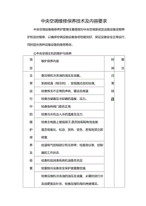 中央空调维修保养技术及内容要求.docx