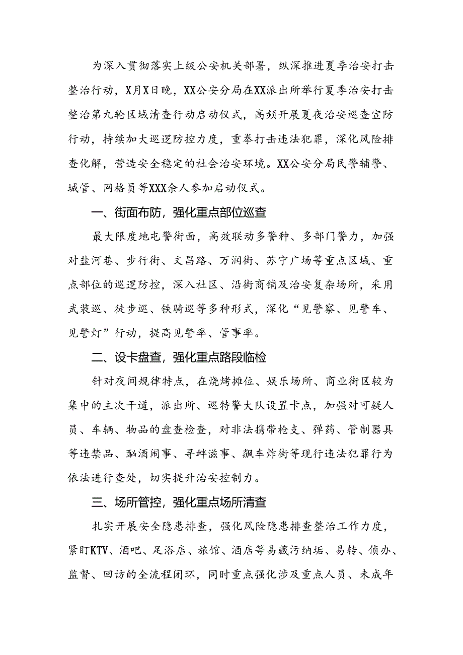 公安2024年夏季治安打击整治工作总结23篇.docx_第1页