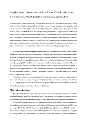 Morphological and molecular identification of Powdery Mildew of Clematis manshurica Caused by Erysiphe aquilegiae in China.docx
