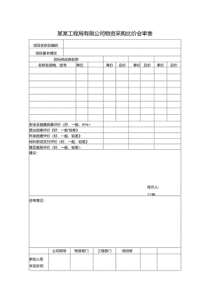 某某工程局有限公司物资采购比价会审表.docx