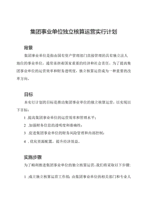 集团事业单位独立核算运营实行计划.docx