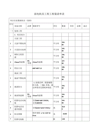 弱电机房工程工程量清单表.docx