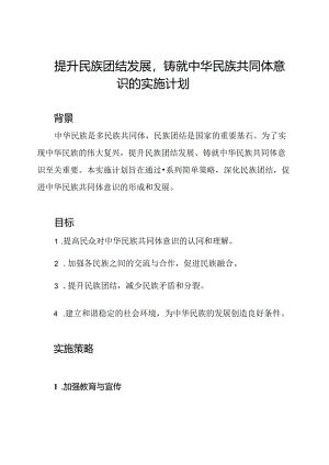 提升民族团结发展铸就中华民族共同体意识的实施计划.docx