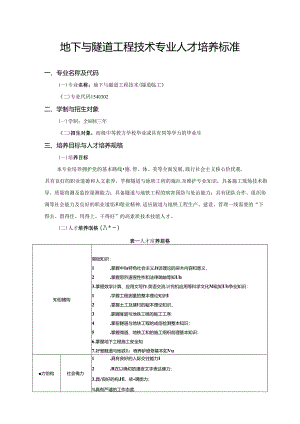 地下与隧道工程技术专业人才培养标准.docx