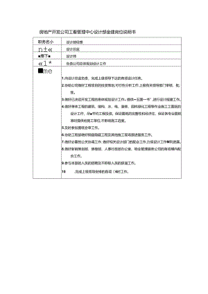 房地产开发公司工程管理中心设计部经理岗位说明书.docx