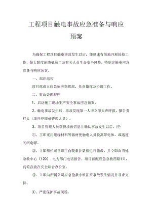 工程项目触电事故应急准备与响应预案.docx