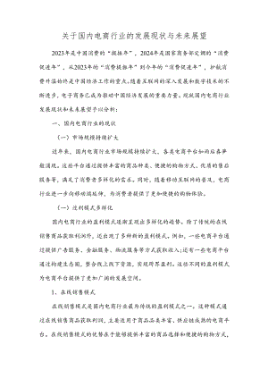 关于国内电商行业的发展现状与未来展望.docx