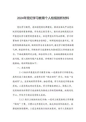 2024年党纪学习教育民主生活会问题查摆检视发言材料2篇.docx