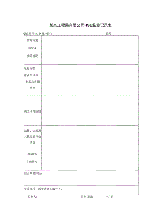 某某工程局有限公司HSE监测记录表.docx