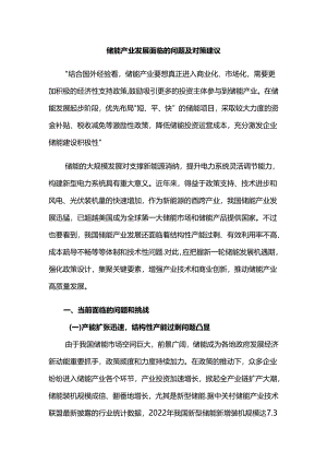 储能产业发展面临的问题及对策建议.docx