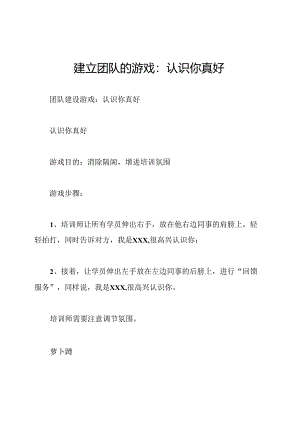 建立团队的游戏：认识你真好.docx